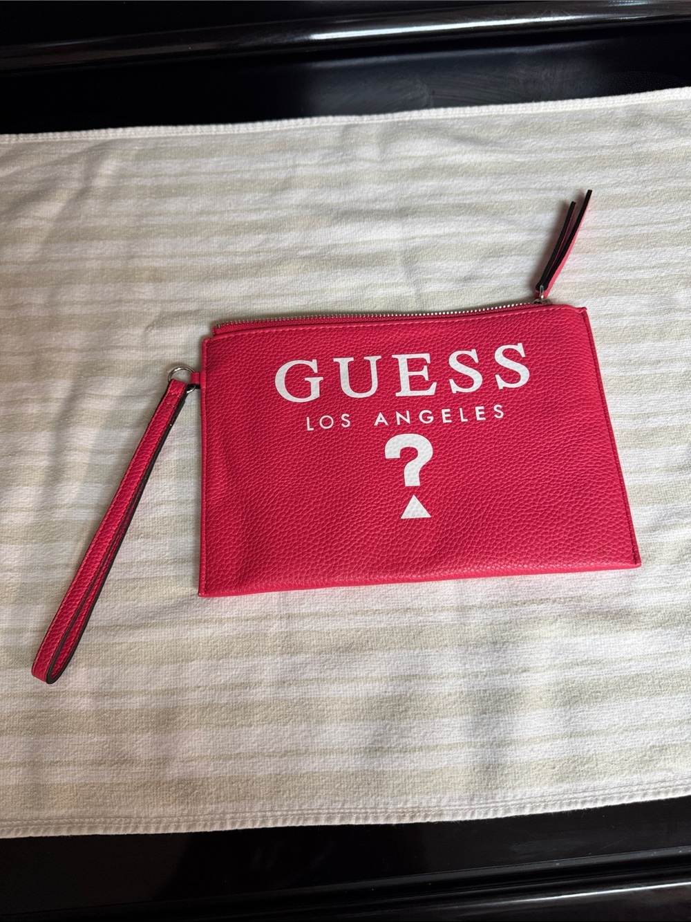 Guess Hot Pink Logo Wristlet Clutch